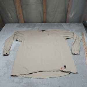 Ariat FR Mens XL Beige Long Sleeve Flame Resistant Workwear Shirt CAT 2 LOGO